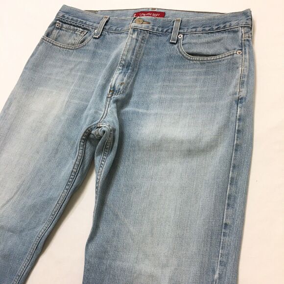 90's LEVIS 527 Jeans Men 36x30 Boot Light Wash Blue Distressed Denim Cowboy - Picture 5 of 16